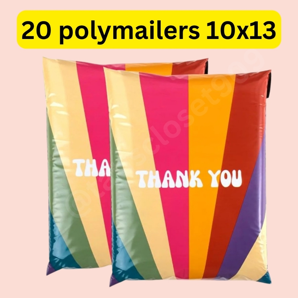 20 polymailers thank you rainbow design size 10x13